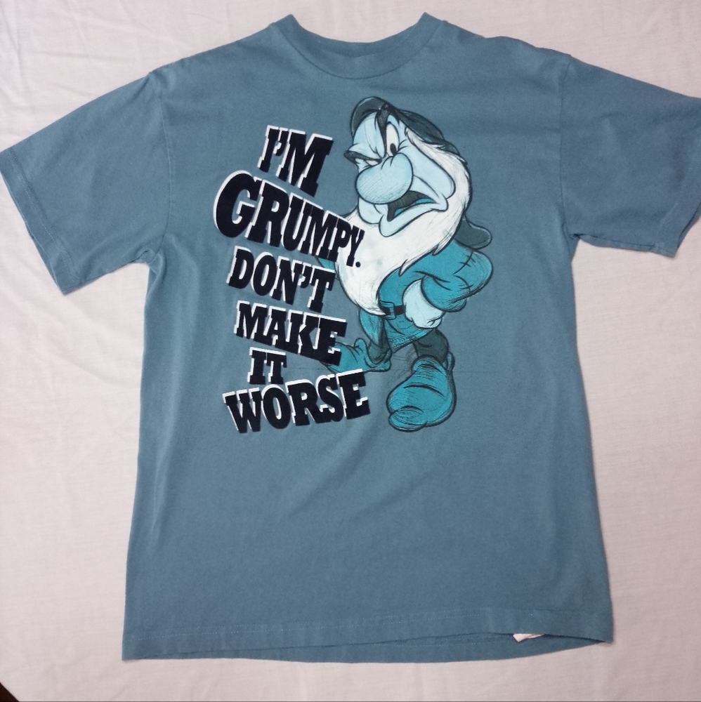Disney Grumpy Graphic T-shirt Fuzzy Letters Unisex